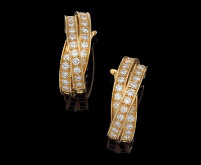 A pair of Cartier “Trinity” brilliant ear clips, total weight c. 4.50 ct - Jewellery