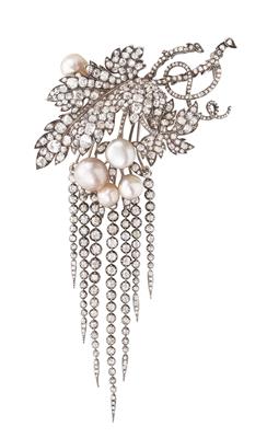 A diamond and Oriental pearl trembleuse from the house of Savoy - Jewellery