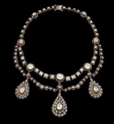 A diamond necklace from an old European aristocratic collection total weight c. 36 ct - Jewellery