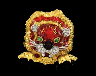 A brooch by Kutchinsky in the shape of a lion - Jewellery