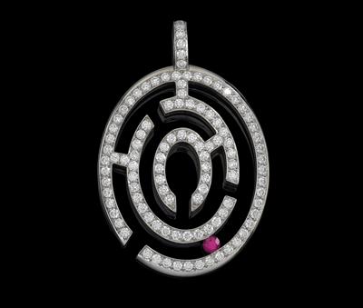 A brilliant and ruby labyrinth pendant by Schullin - Jewellery