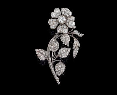 Altschliffdiamant Blütenbrosche zus. ca. 12 ct - Juwelen