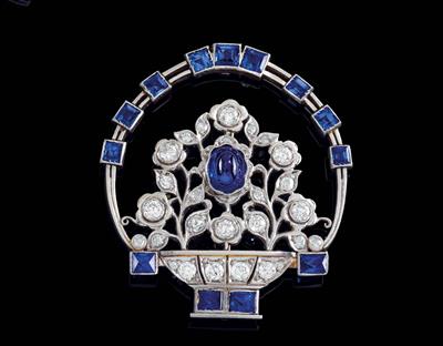 An old-cut diamond and sapphire brooch - Gioielli