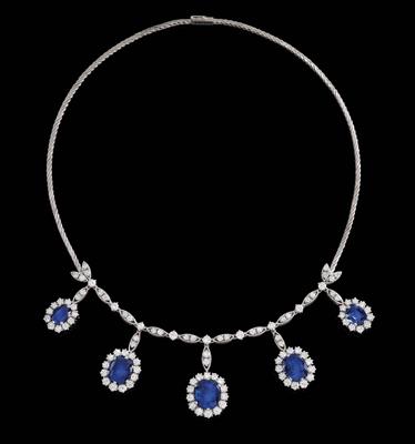 A brilliant necklace with untreated sapphires total weight c. 22.50 ct - Jewellery