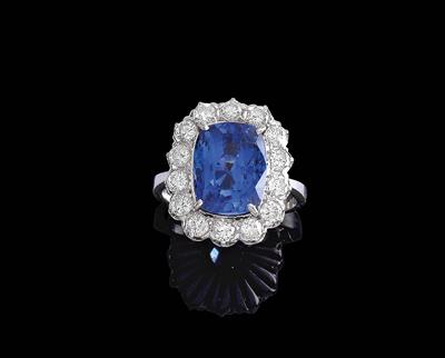 A brilliant ring with untreated sapphire c. 8 ct - Klenoty