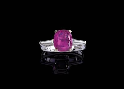 A diamond ring with untreated ruby c. 4.50 ct - Klenoty
