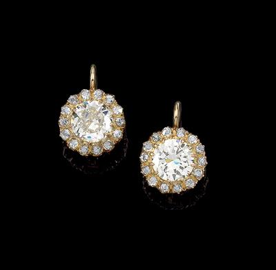 A pair of old-cut diamond earrings, total weight c. 3.60 ct - Jewellery