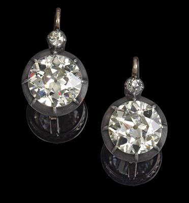 A pair of old-cut diamond earrings, total weight c. 6.20 ct - Klenoty
