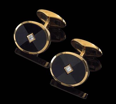 A pair of diamond and onyx cufflinks - Jewellery