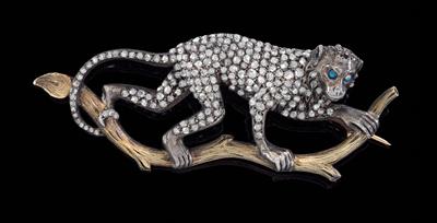 A diamond brooch in the shape of an ape total weight c. 0.9 ct - Jewellery