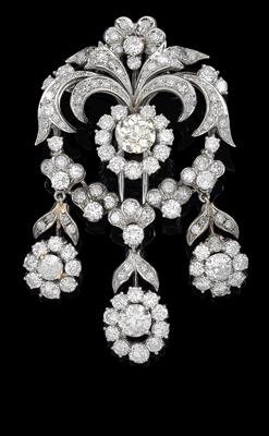 A diamond brooch, total weight c. 5.80 ct - Jewellery