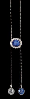 A diamond necklace with untreated sapphires - Jewellery