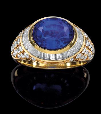 A diamond ring with untreated sapphire 3.28 ct - Jewellery