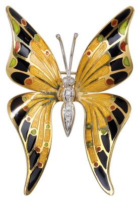 An octagonal diamond butterfly brooch - Klenoty