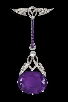 An old-cut diamond and amethyst brooch - Gioielli