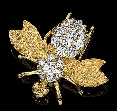 A brilliant bee brooch, total weight c. 0.75 ct - Klenoty