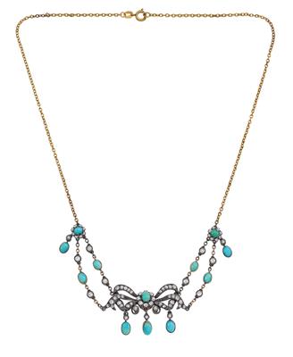 A diamond and turquoise necklace - Gioielli