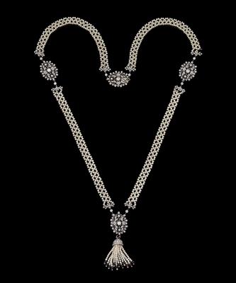 An Oriental pearl and diamond necklace - Jewellery