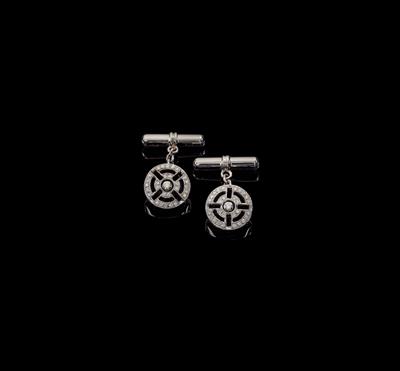 A pair of brilliant and onyx cufflinks total weight c. 0.50 ct - Gioielli