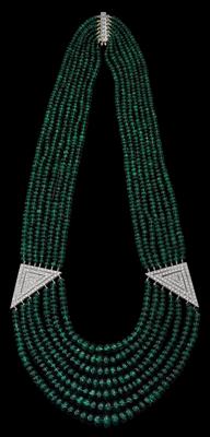 A brilliant and emerald necklace - Jewellery