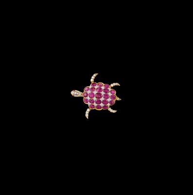 A brilliant and ruby tortoise pendant - Klenoty