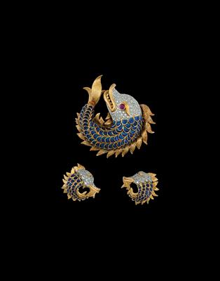 A diamond fish jewellery set - Jewellery