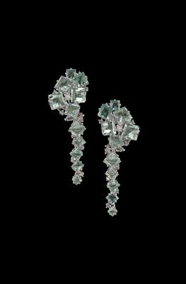 A Pair of Aquamarine Ear Clip Pendants, total weight c. 13.54 ct - Klenoty