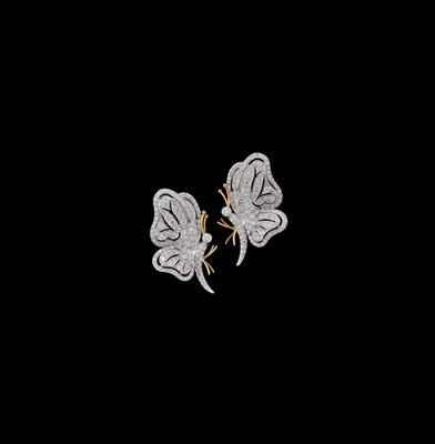 A Pair of Brilliant Butterfly Ear Clips by Chantecler, Total Weight c. 4 ct - Gioielli
