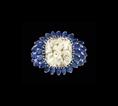 Altschliffdiamant Ring ca. 8 ct mit Saphiren - Juwelen