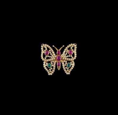A Brilliant and Coloured Stone Butterfly Pendant - Gioielli