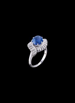 A Diamond Ring with Untreated Burmese Sapphire c. 5.50 ct - Gioielli