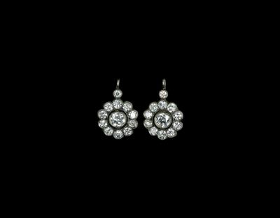 A Pair of Old-Cut Brilliant Earrings, Total Weight c. 3.30 ct - Jewellery