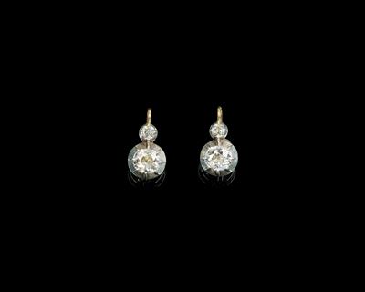 A Pair of Old-Cut Diamond Earrings, Total Weight c. 3.40 ct - Jewellery