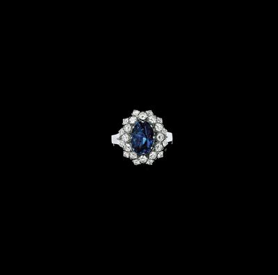 A Brilliant Ring with Untreated Sapphire c. 3.50 ct - Gioielli