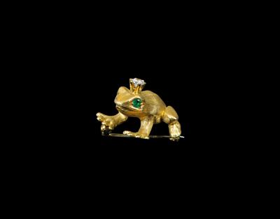 A Brilliant and Emerald Frog Prince Brooch - Klenoty