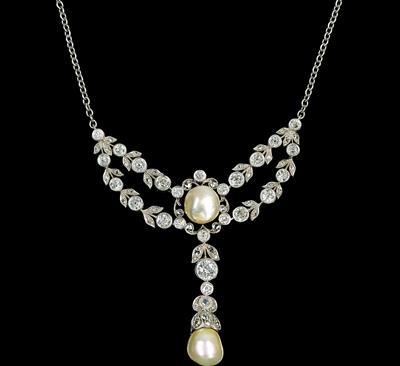 A Diamond Necklace with Oriental Pearl - Gioielli