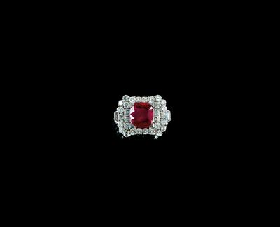 A Diamond Ring with Untreated Ruby 2.60 ct - Gioielli