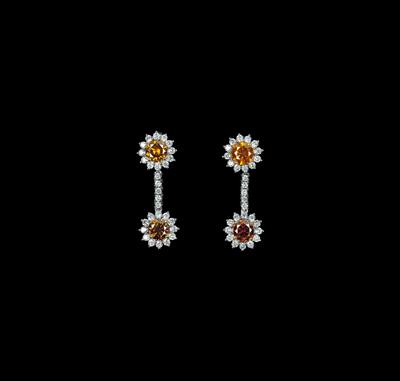 Natural Fancy Deep YellowOrange und Orange-Brown Brillant Ohrgehänge zus. 4 ct - Juwelen