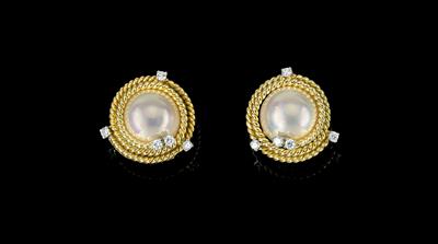 A Pair of Brilliant and Cultured Pearl Ear Clips, Tiffany & Co by Schlumberger - Jewellery