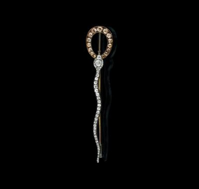 An Old-Cut Diamond Snake Brooch, Total Weight c. 2.10 ct - Gioielli