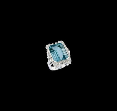 An Aquamarine Ring c. 14 ct - Klenoty