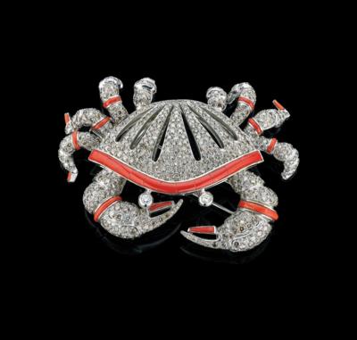 A Brilliant Crab Brooch, Total Weight c. 24 ct - Klenoty