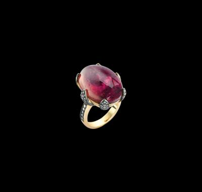 A Brilliant Ring with Tourmaline c. 38 ct - Klenoty