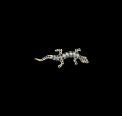 A Diamond and Sapphire Lizard Brooch - Jewellery