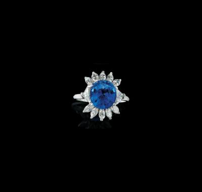 A Diamond Ring with Untreated Sapphire c. 4 ct - Klenoty