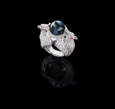 An Onyx and Brilliant ‘Birds of Prey’ Ring, Total Weight c. 6.50 ct - Jewellery