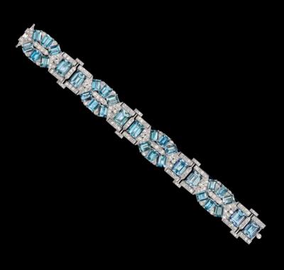 A Brilliant and Aquamarine Bracelet by Tapparini - Jewellery