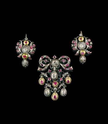 A Baroque diamond and ruby lady’s set - Jewels