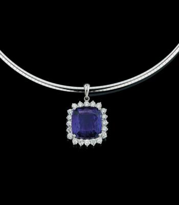 A brilliant pendant with tanzanite c. 21 ct - Gioielli