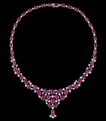 A necklace with brilliants total weight c. 7.62 ct and rubies total weight c. 37.28 ct - Šperky